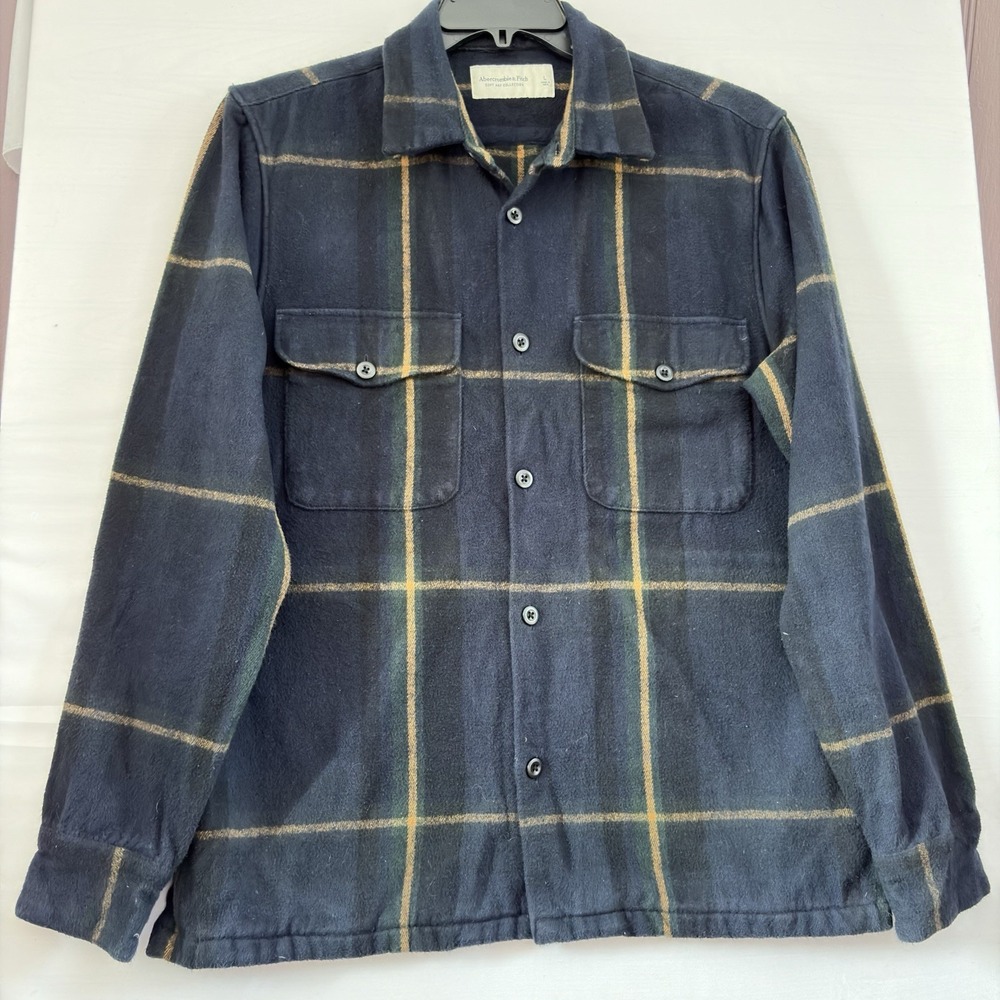 Abercrombie &‎ Fitch Women's Soft Collection Blue Plaid Relaxed Shacket Large